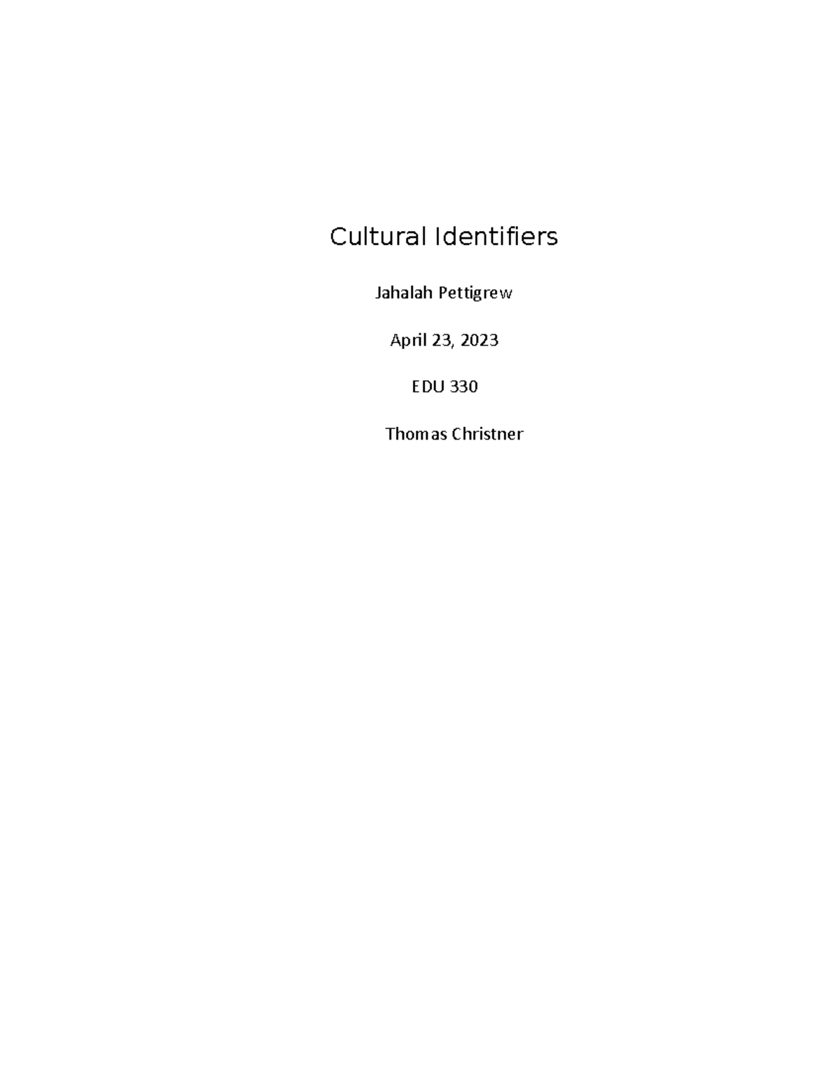 Cultural Identifiers - 100 percent - Cultural Identifiers Jahalah ...