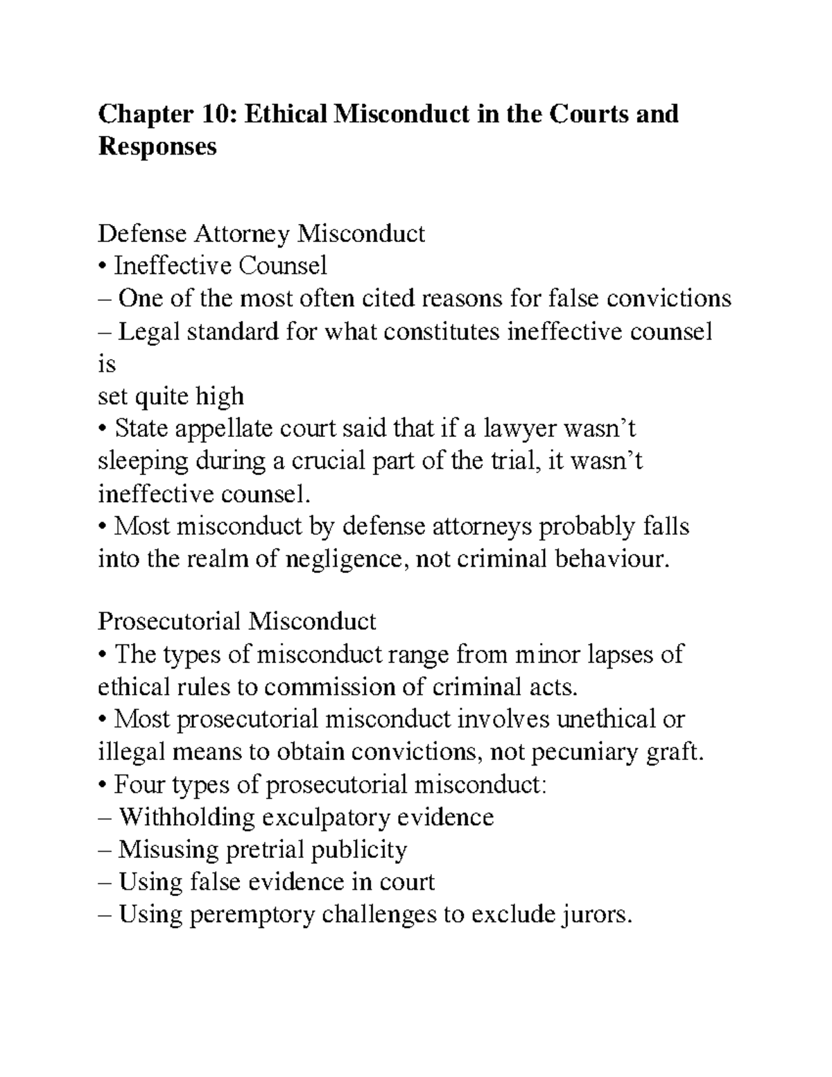 Chapter 10 Ethical Misconduct in the Courts and Responses Chapter