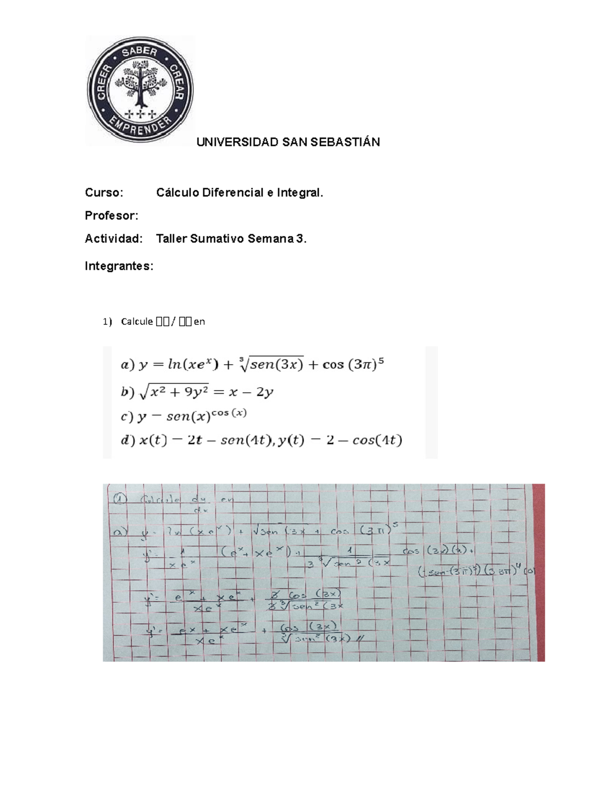 Taller Semana 3 Cálculo - Curso: Cálculo Diferencial E Integral ...