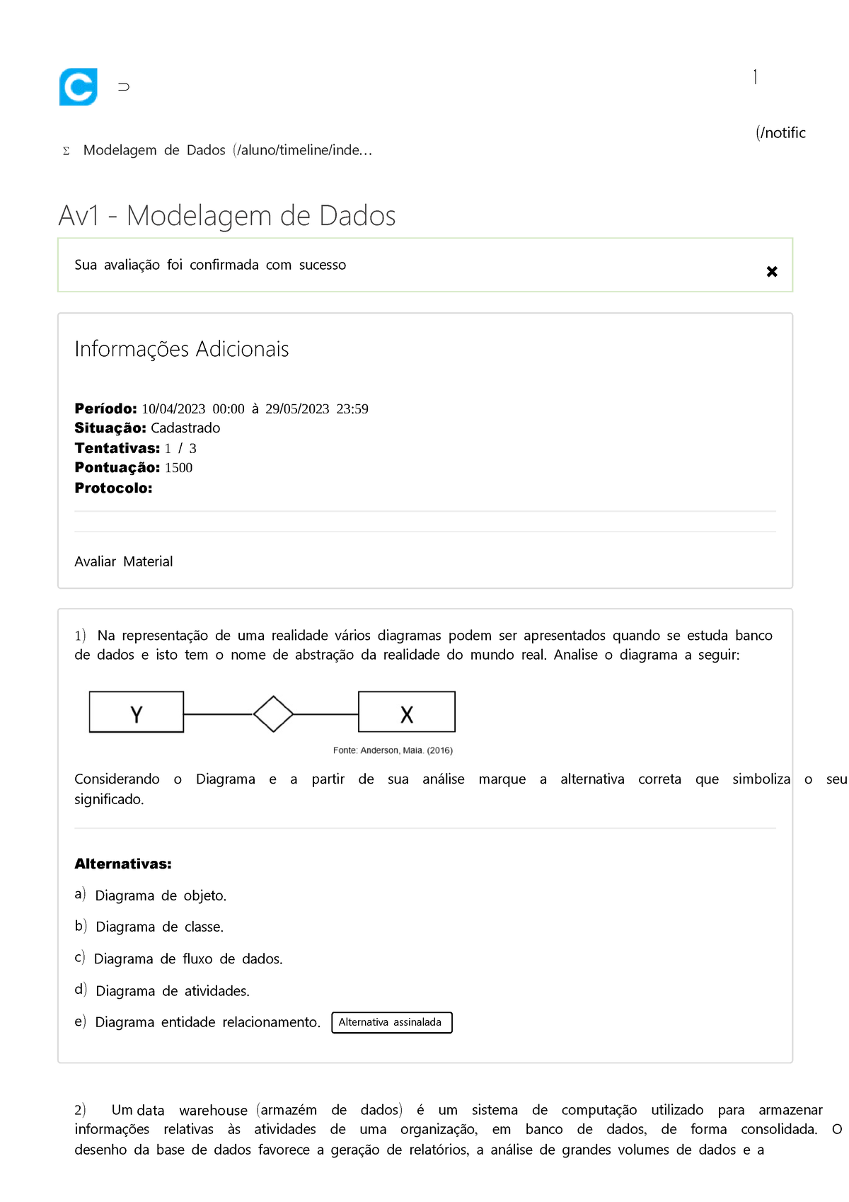 Av1 - Modelagem De Dados - Modelagem De Dados (/ Aluno Timeline Inde ...