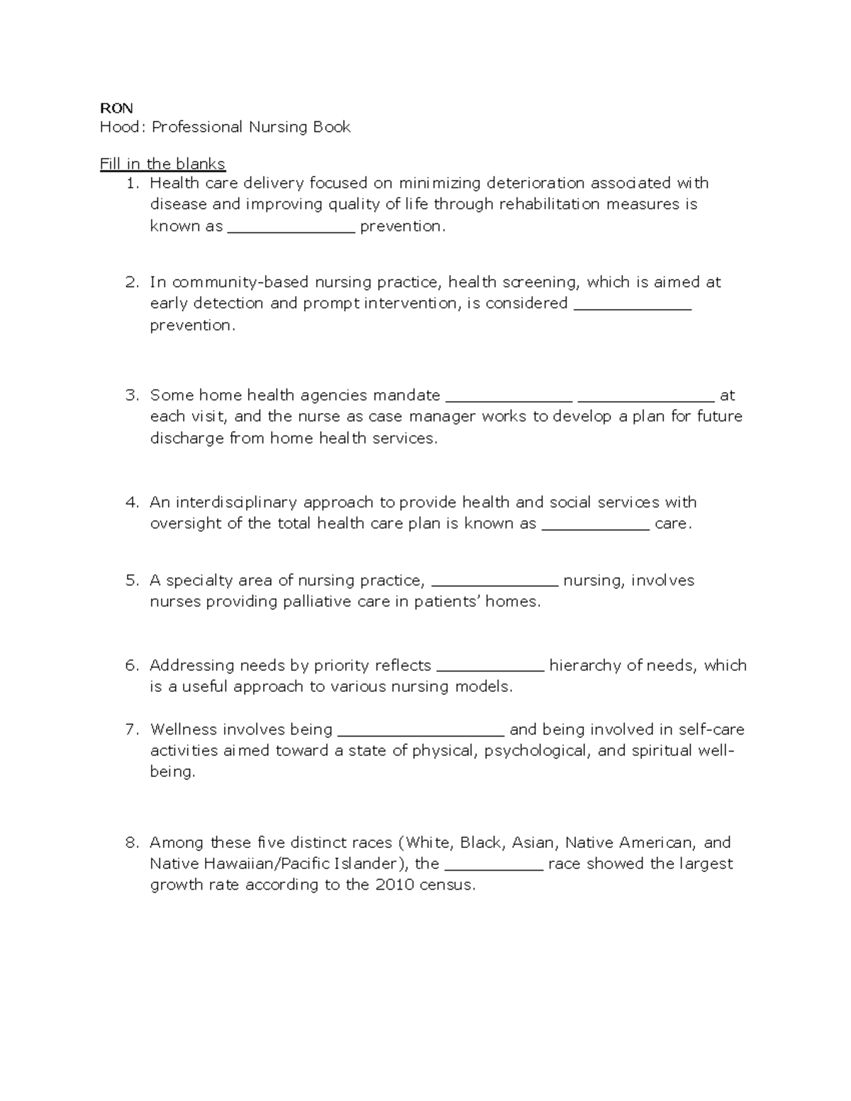 Fall 2023 Unit 1 HWK - homework unit 1 semester 2 - RON Hood ...