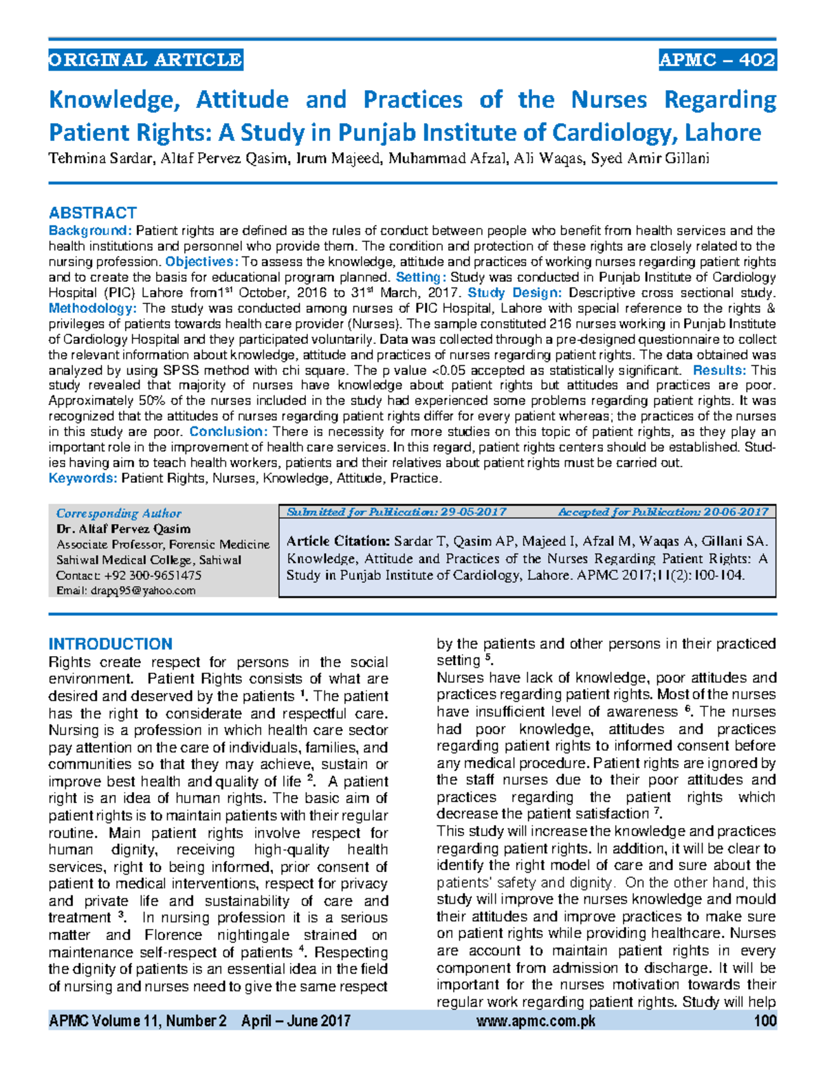 214-knowledge attitude and practice of nurses regarding patient rights ...