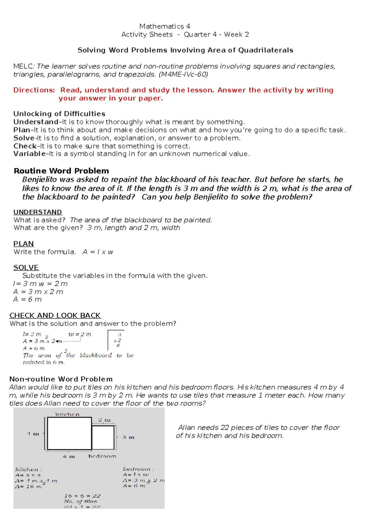 Math Actvity Sheets Q4 Week2 - Mathematics 4 Activity Sheets - Quarter ...