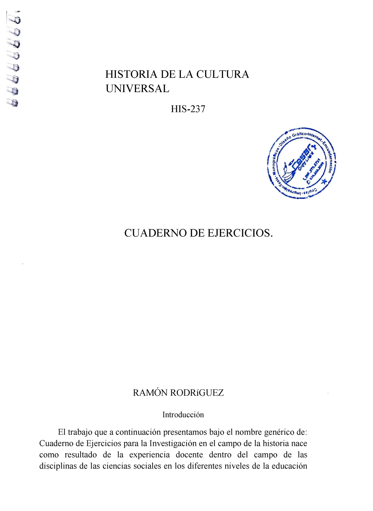 Cuaderno De Ejercicios-Historia De La Cultura Universal - HISTORIA DE ...