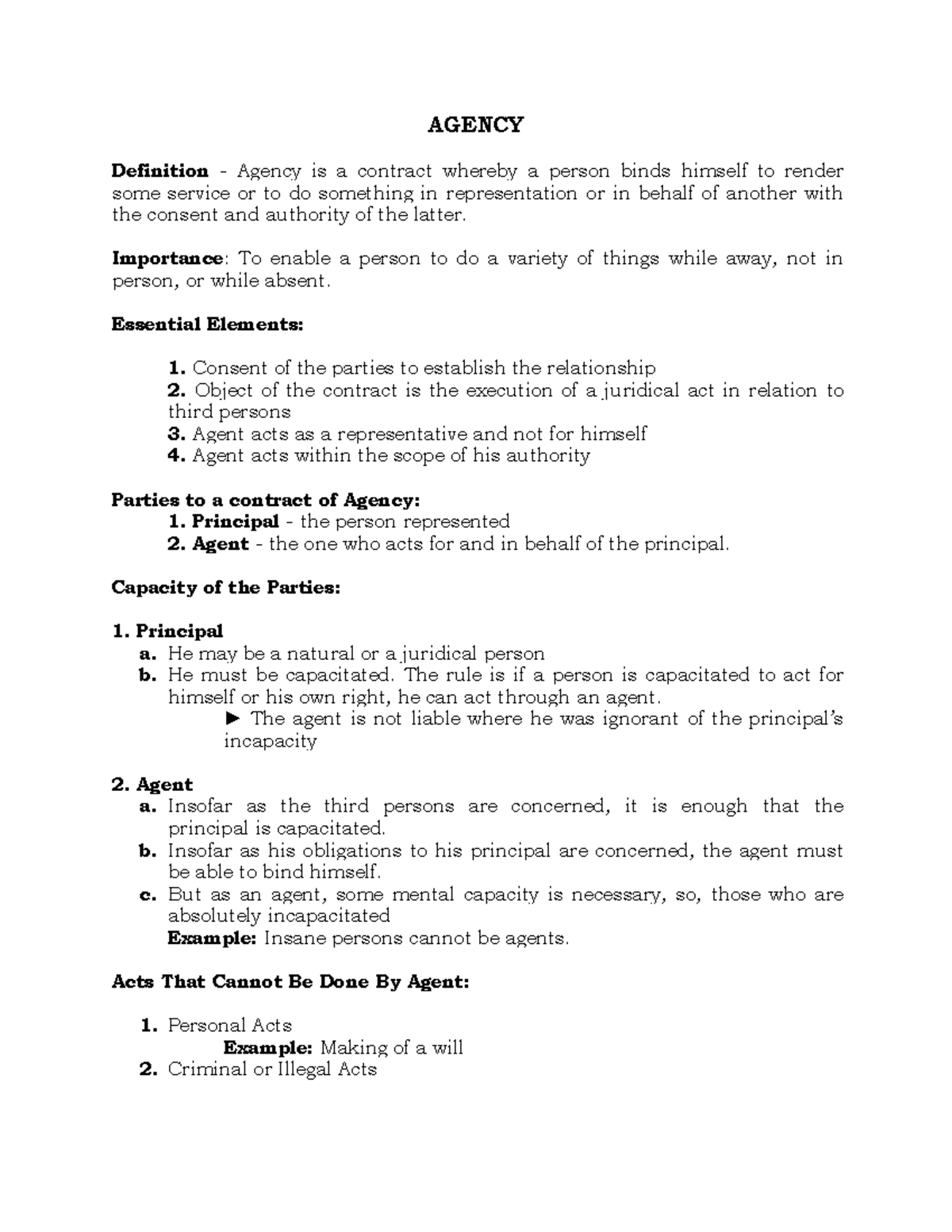 Chapter 1 Business Law Agency AGENCY Definition Agency is a