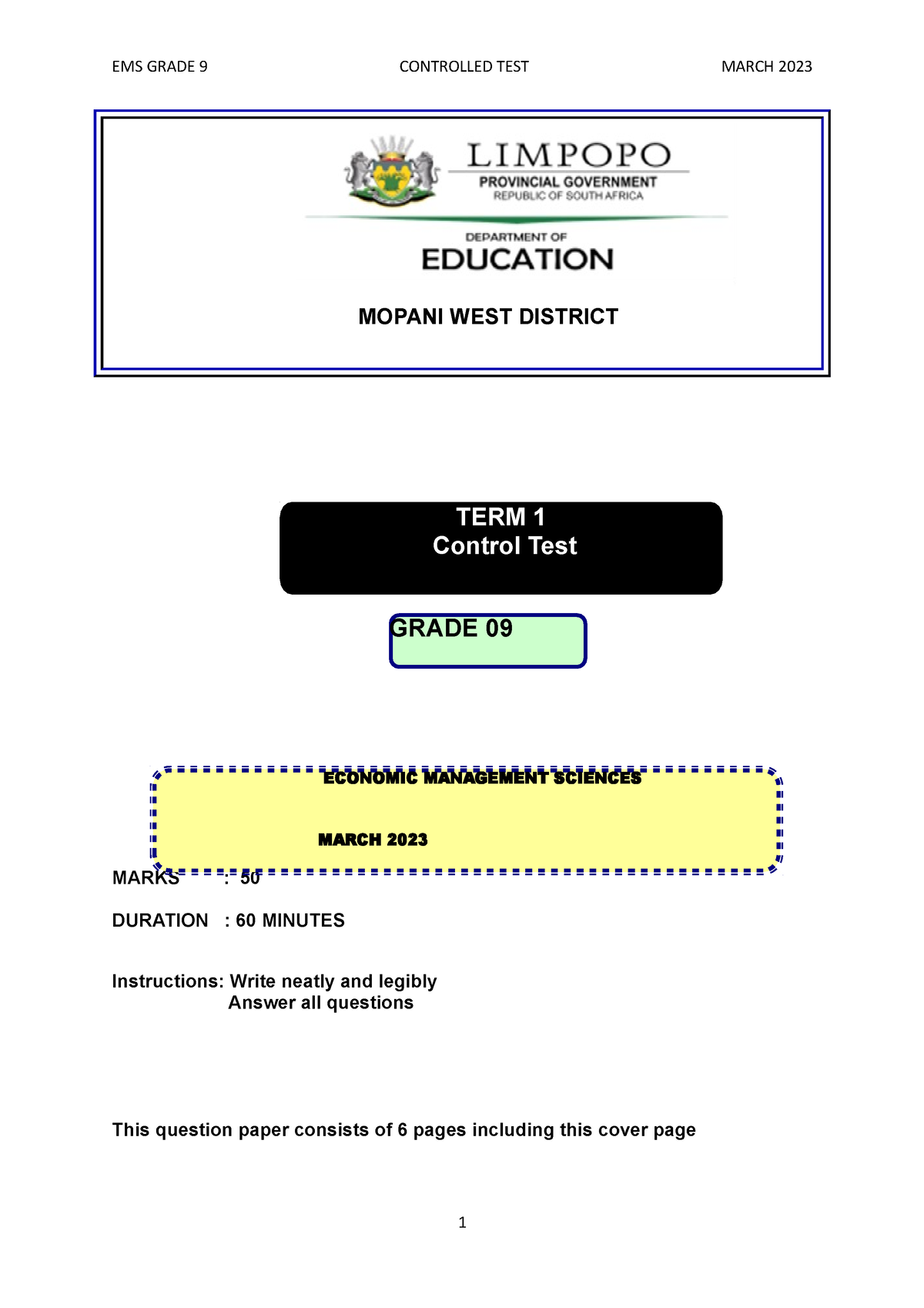 ems assignment grade 9 term 1 2023