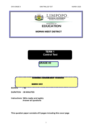 EMS Grade 8 Controlled Test Term 1 Question Paper - DOORNPOORT HIGH ...