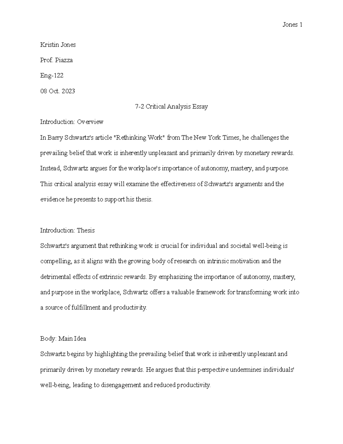 Document (17) copy - critical annalysis essay - Kristin Jones Prof ...