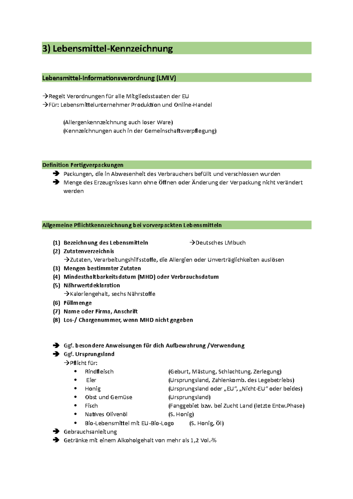 (3) Lebensmittel-Kennzeichnung - 3) Lebensmittel-Kennzeichnung