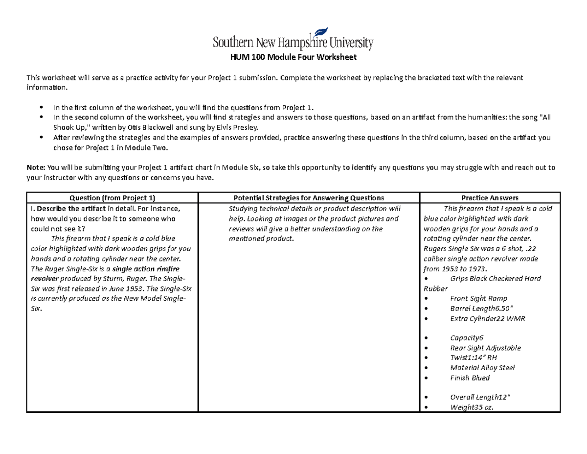 Hum+four+worksheet+(1)+ - Hum 100 Module Four Worksheet This Worksheet 