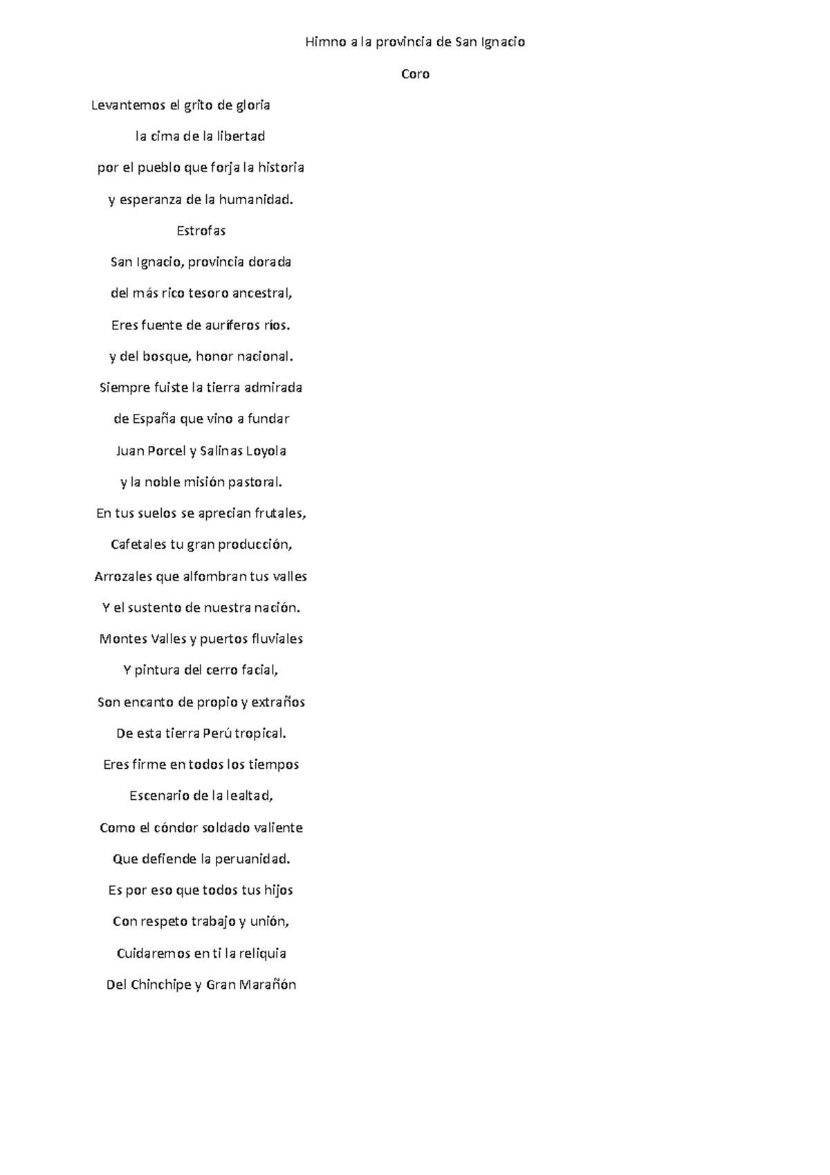 Doc3 - SI ES IMPORTANTE - Himno a la provincia de San Ignacio Coro ...