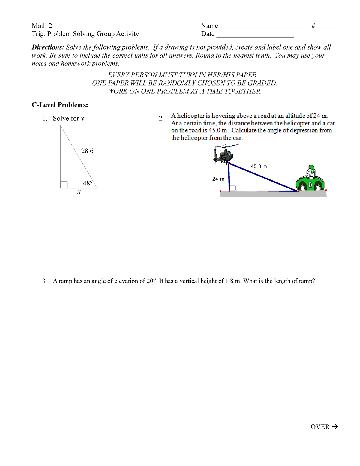 chapter 12 worksheet trig problem solving answer key