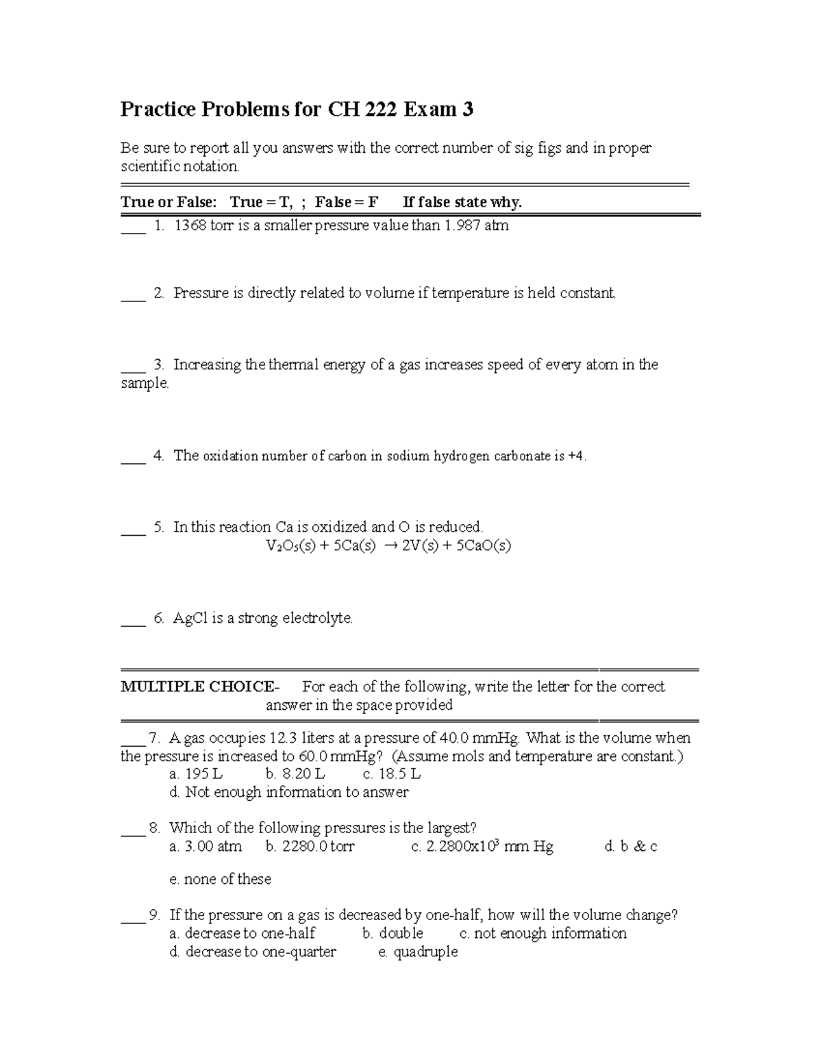 CH222Exam3review - Exam3review - Practice Problems for CH 222 Exam 3 Be ...