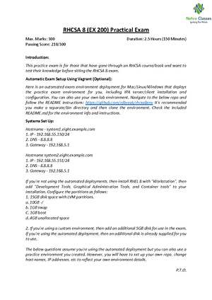 Rhcsa 8 Exam Paper - redhat exam - RHCSA 8 (EX 200) Practical Exam Max.  Marks: 300 Duration: 2 Hours - Sns-Brigh10