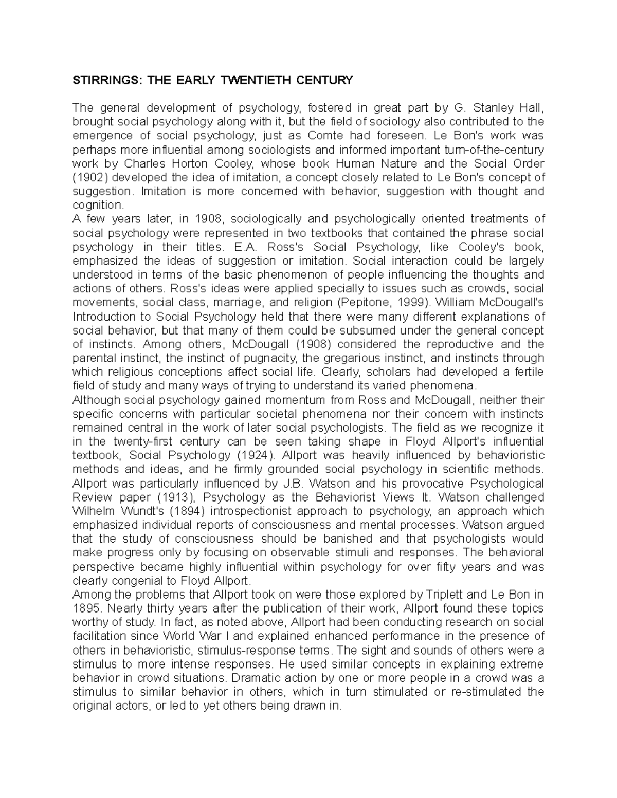 Stirrings The Early Twentieth Century STIRRINGS THE EARLY TWENTIETH