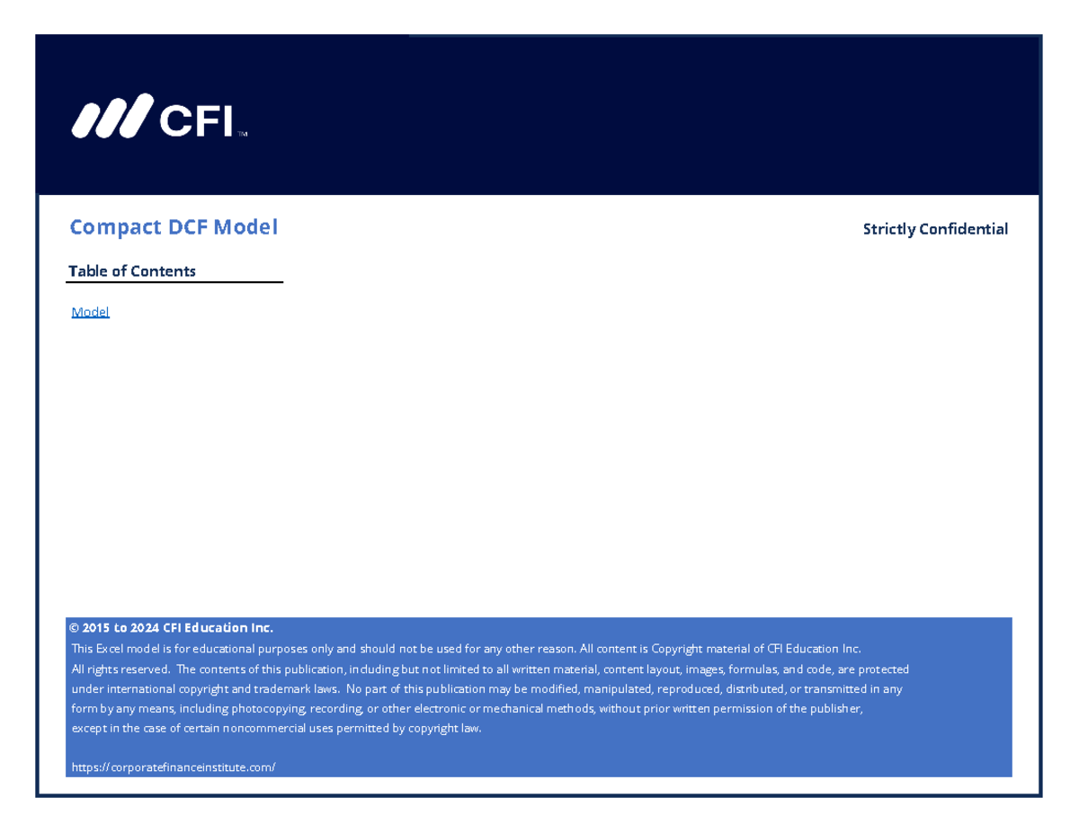 DCF Valuation Compact (Complete) - Compact DCF Model Strictly ...