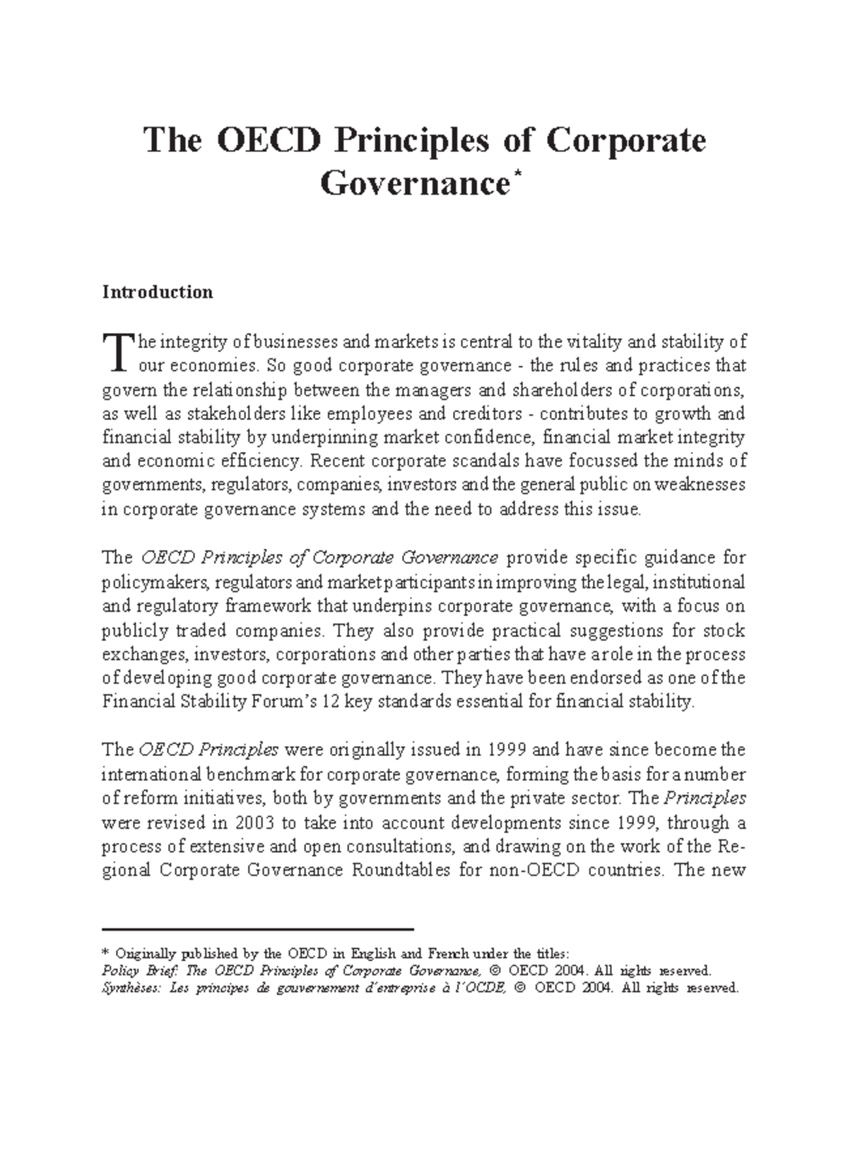 OECD Principles - oecd - The OECD Principles of Corporate Governance No ...