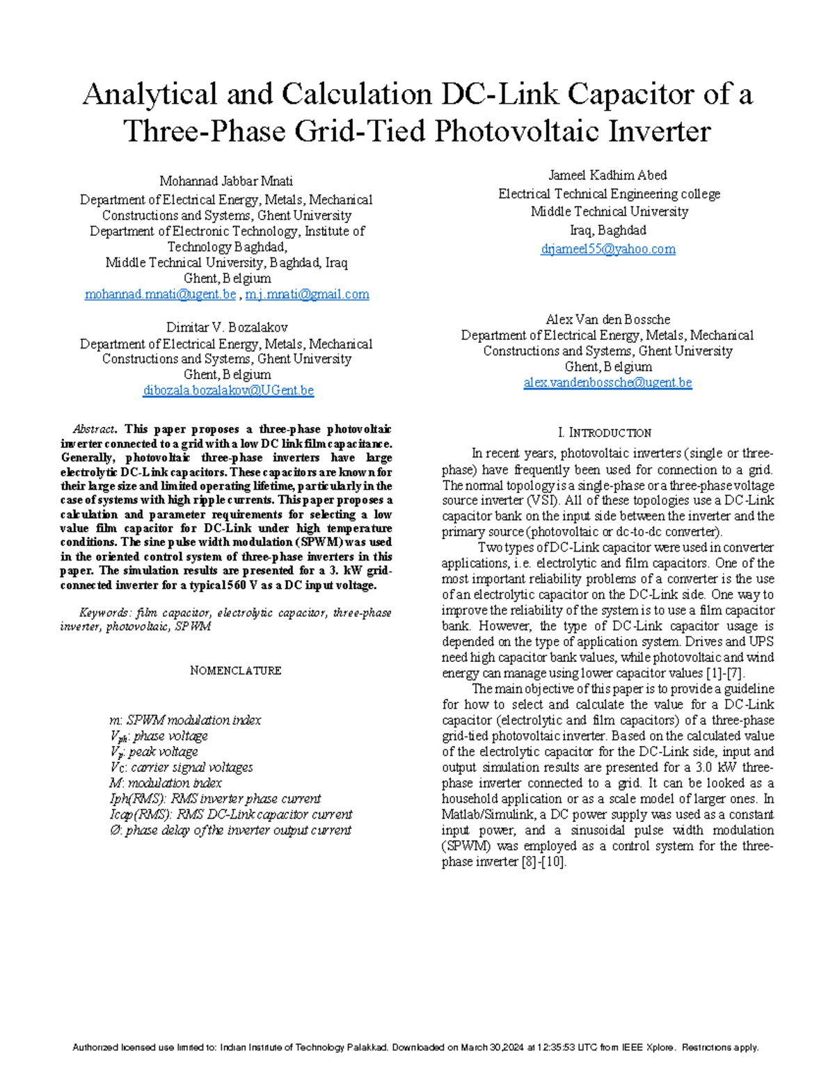 Analytical and calculation DClink capacitor of a threephase gridtied