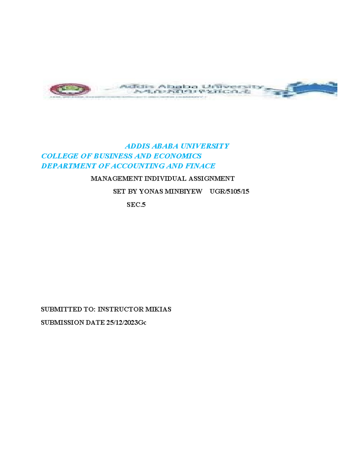 term paper in addis ababa university