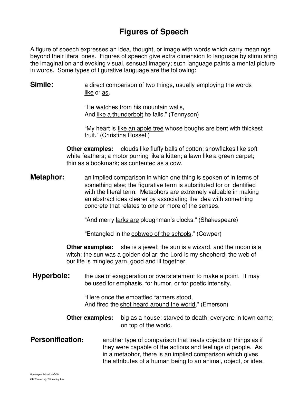 Figures OF Speech 1 - figuresspeech/handout/3/ GPC/Dunwoody ISS Writing ...