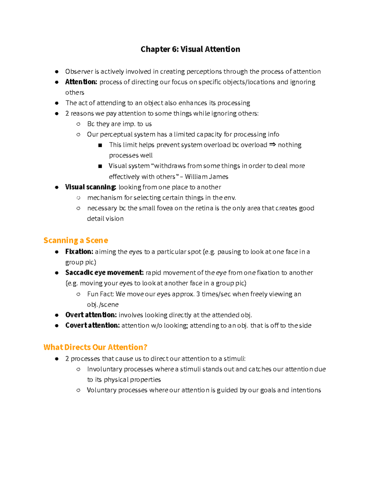 PSL 315 S&P CH6 Notes - Summary Sensation and Perception - Chapter 6 ...