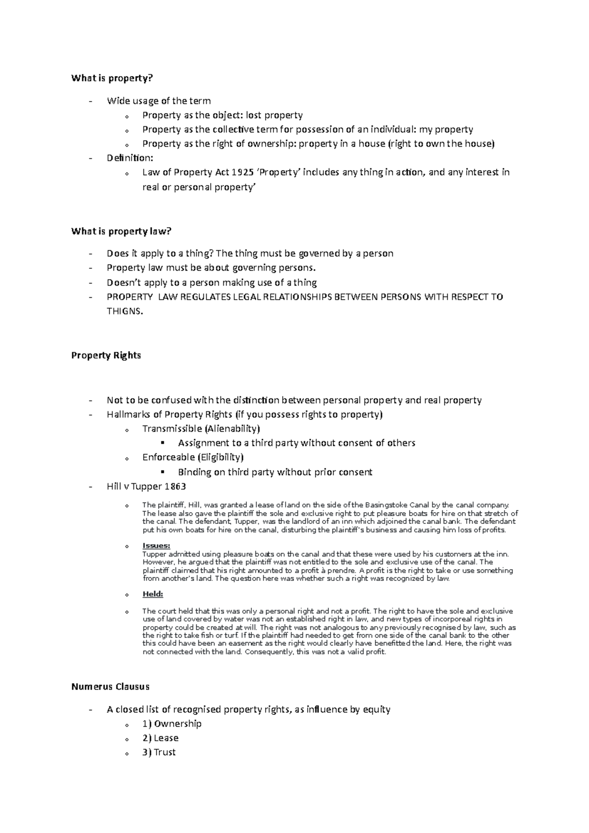 Property and property law lecture notes 1 - What is property? - Wide ...