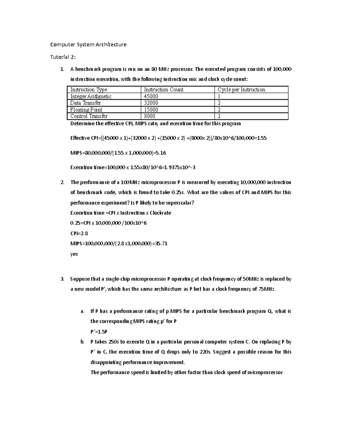 csa-tutorial-2-computer-system-architecture-tutorial-2-a-benchmark