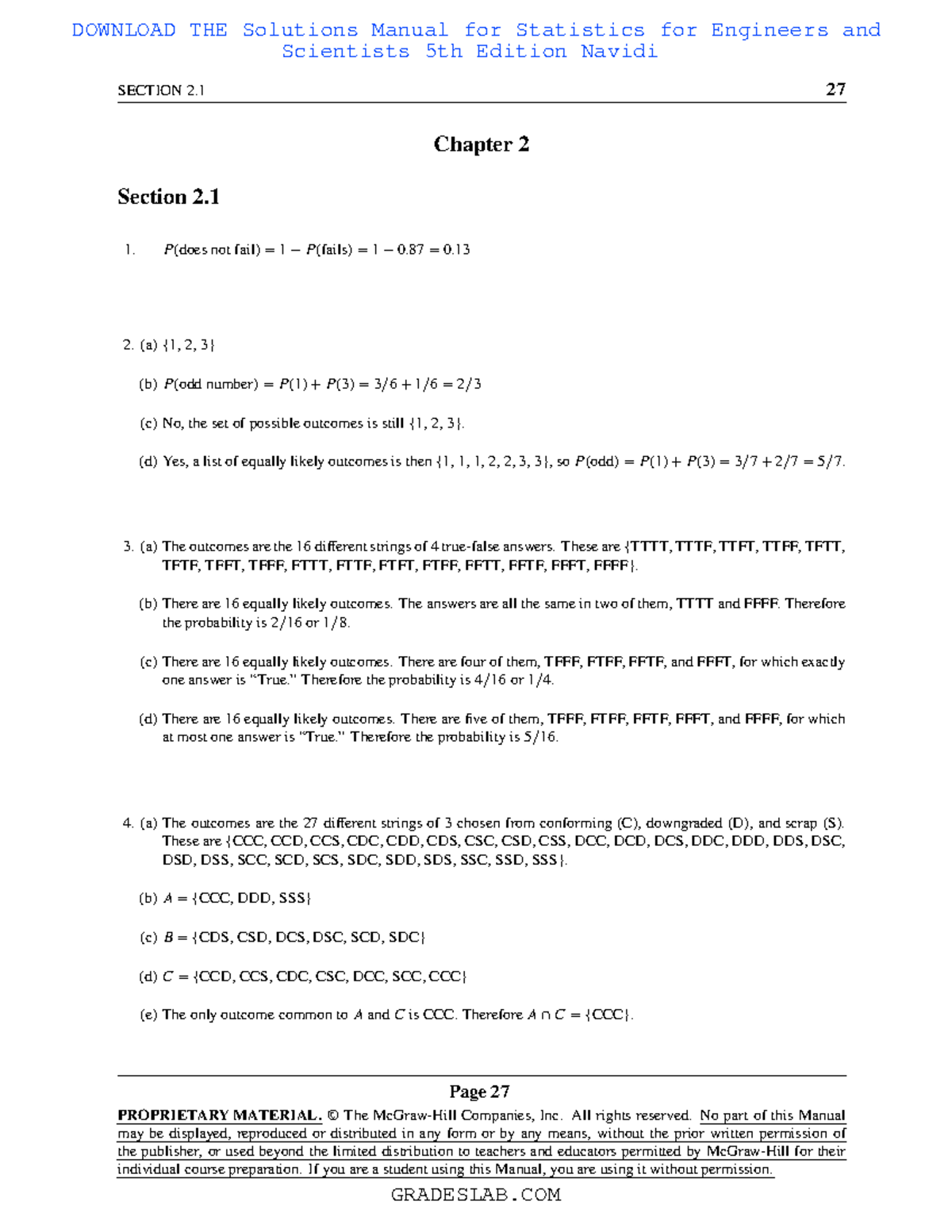 Solutions section 2 - blahh - SECTION 2 27 Chapter 2 Section 2. 𝑃 (does ...