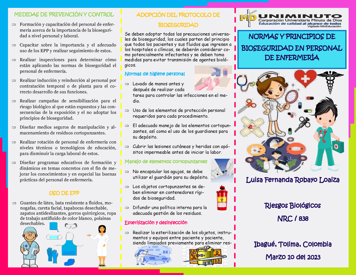 Folleto Bioseguridad Para Enfermeria Luisa Fernanda Robayo Loaiza Riesgos Biol Gicos Nrc