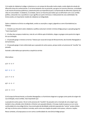 AV1 - Avaliação AV1 - Sociedade Brasileira E Cidadania - Cotidianamente ...