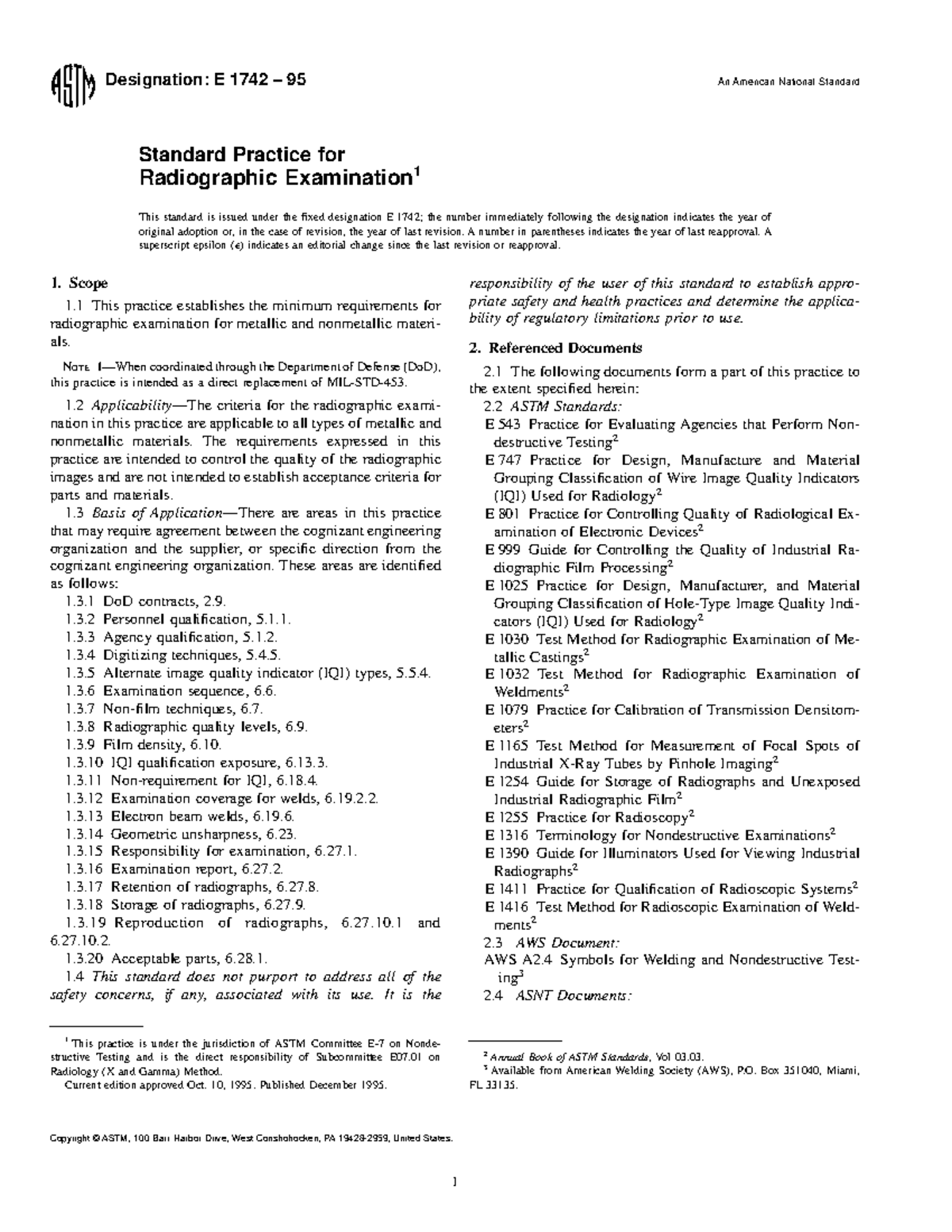 Astm E1742 - Designation: E 1742 – 95 An American National Standard ...