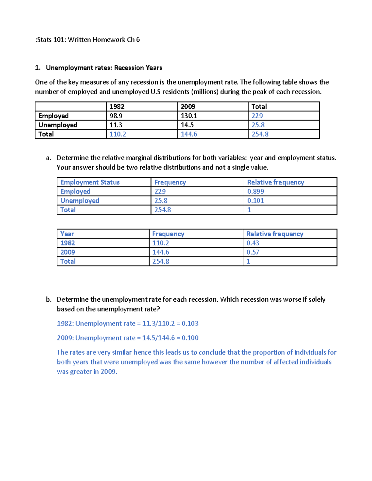 Stats 101 WH CH 6 Solutions - :Stats 101: Written Homework Ch 6 ...