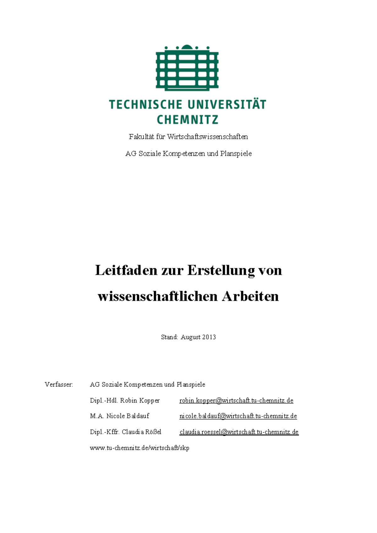 Leitfaden Wissenschaftliche Arbeiten AG - Fakultät Für ...