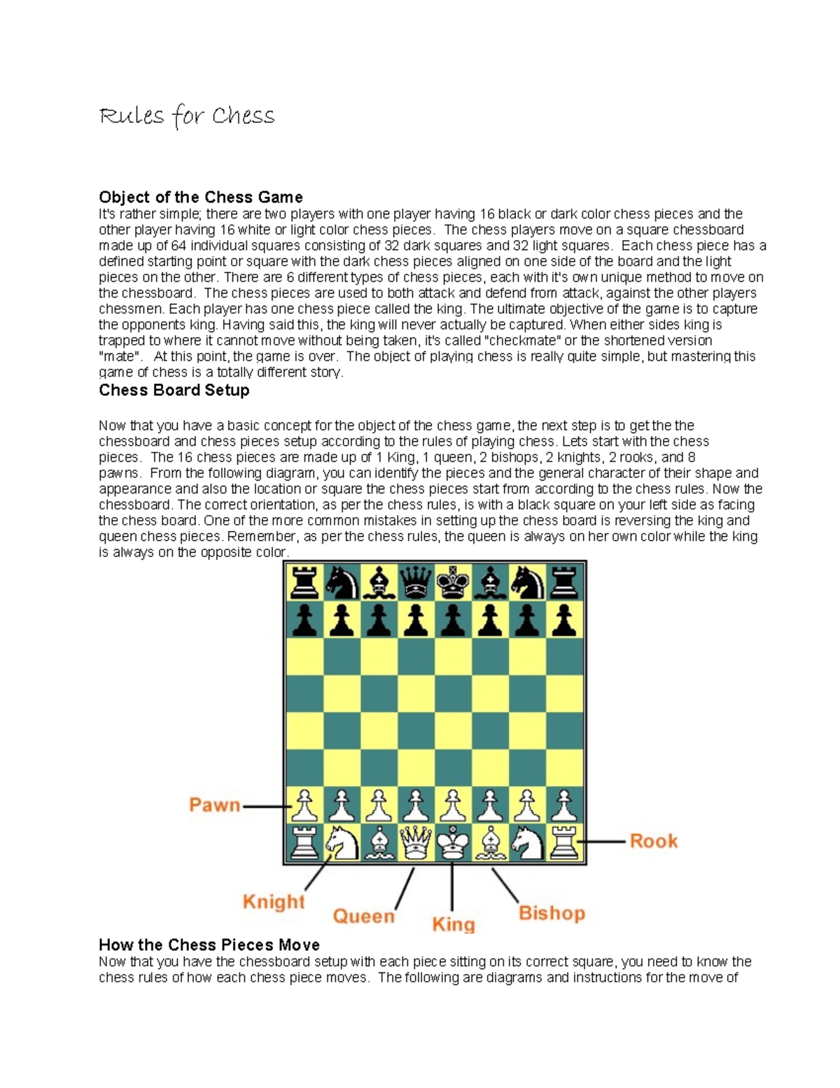 Httpsimages.homedepot-static - Rules for Chess Object of the Chess Game ...