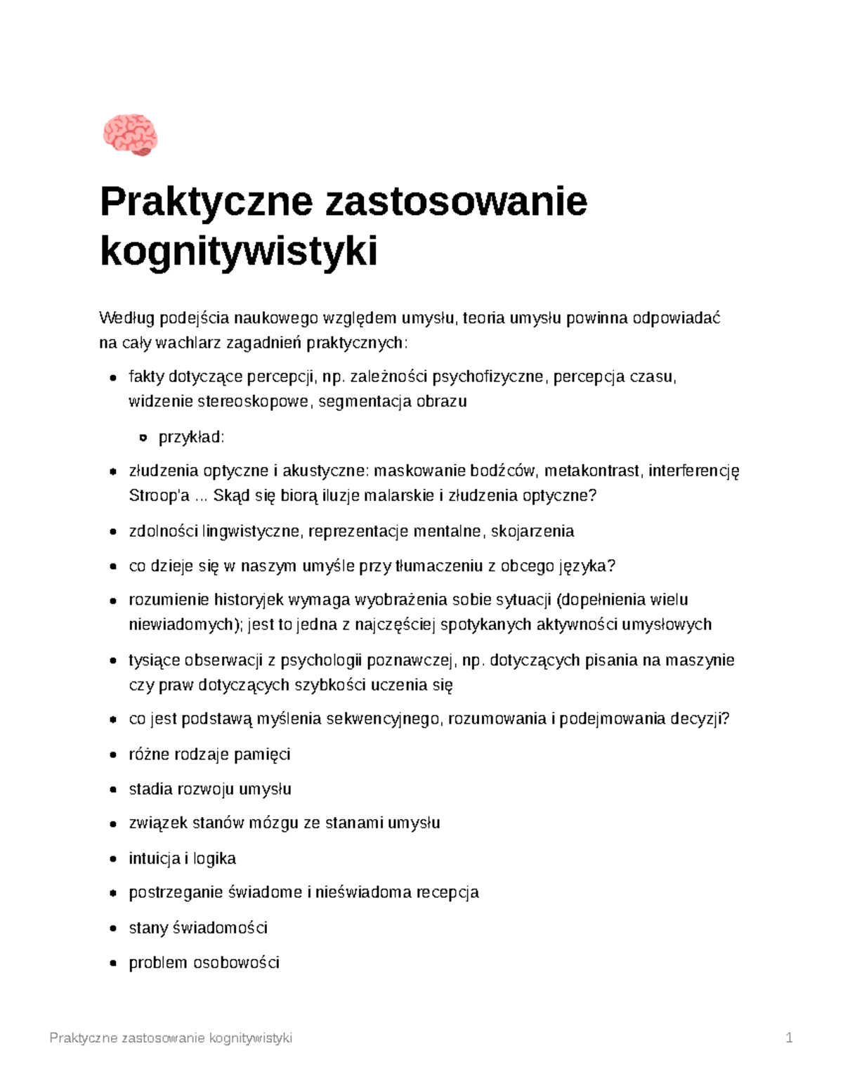 Praktyczne zastosowanie kognitywistyki zależności psychofizyczne percepcja czasu widzenie