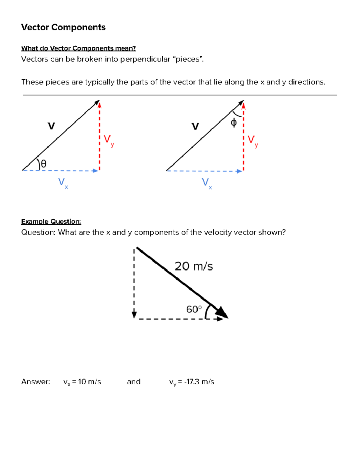 2D motion concept review sheets - Vector Components What do Vector ...
