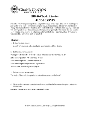 BIB 106 RS T3Review - Topic 3 - BIB-106 Topic 3 Review Fill in the ...