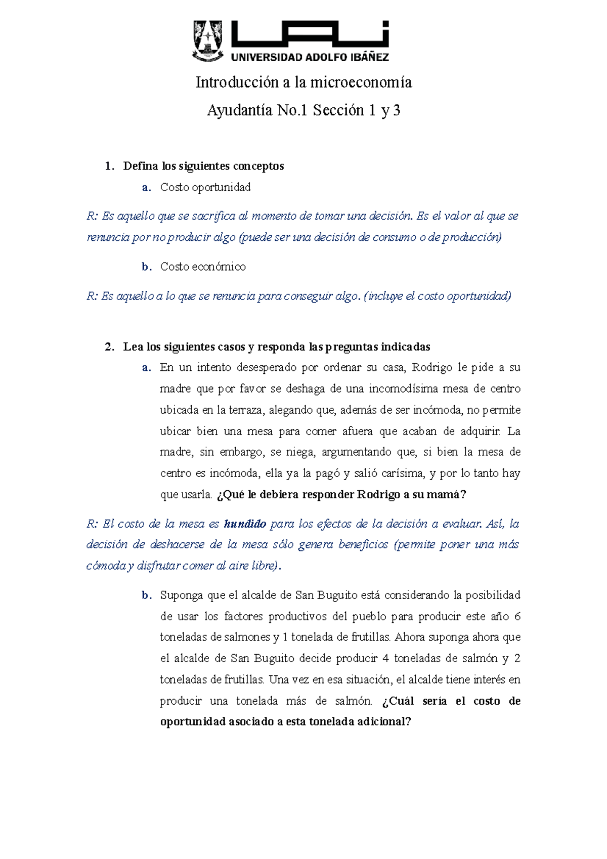 Ayudant Ã­a 1-pauta - Introducción A La Microeconomía Ayudantía No ...