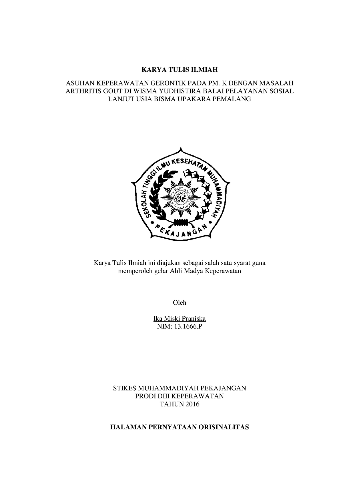 Dwn33KTI IKA Miski Pramiska - KARYA TULIS ILMIAH ASUHAN KEPERAWATAN ...