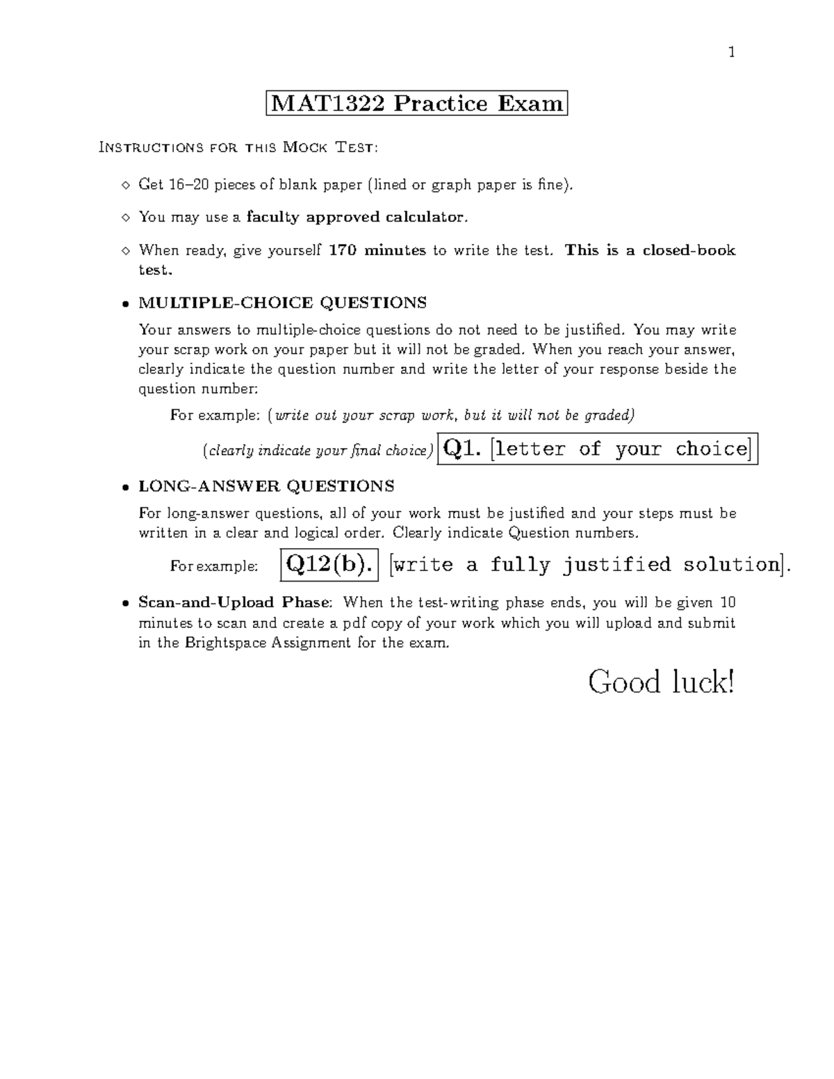 Mat1322-practice Final 2023 - MAT1322 Practice Exam Instructions for ...