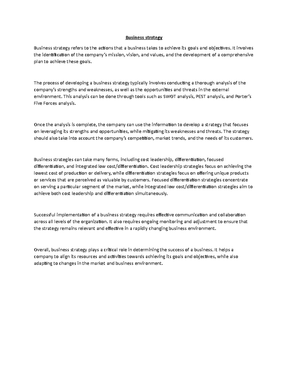 Business strategy - Business strategy Business strategy refers to the ...