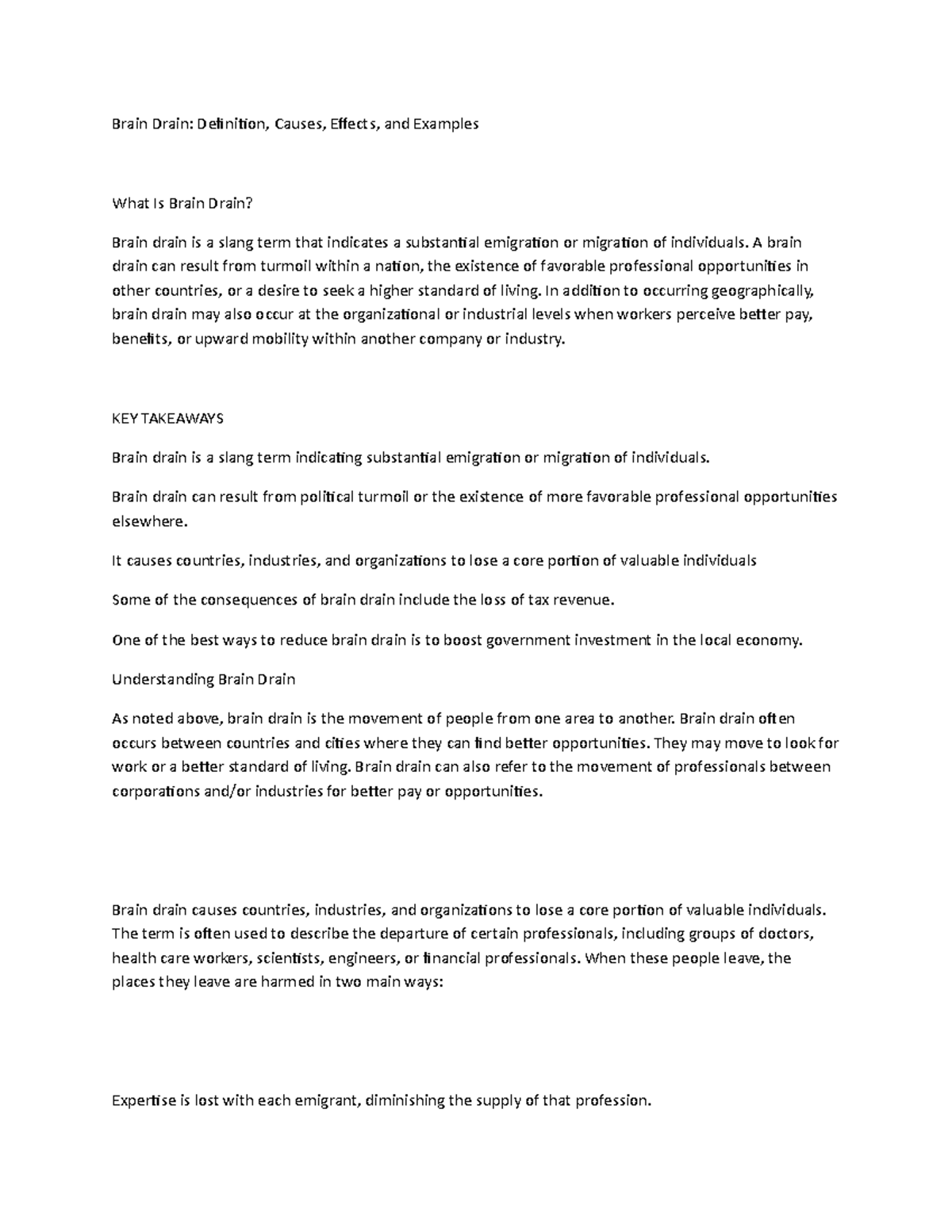 Brain Drain DeWPS Office Brain Drain Definition, Causes, Effects