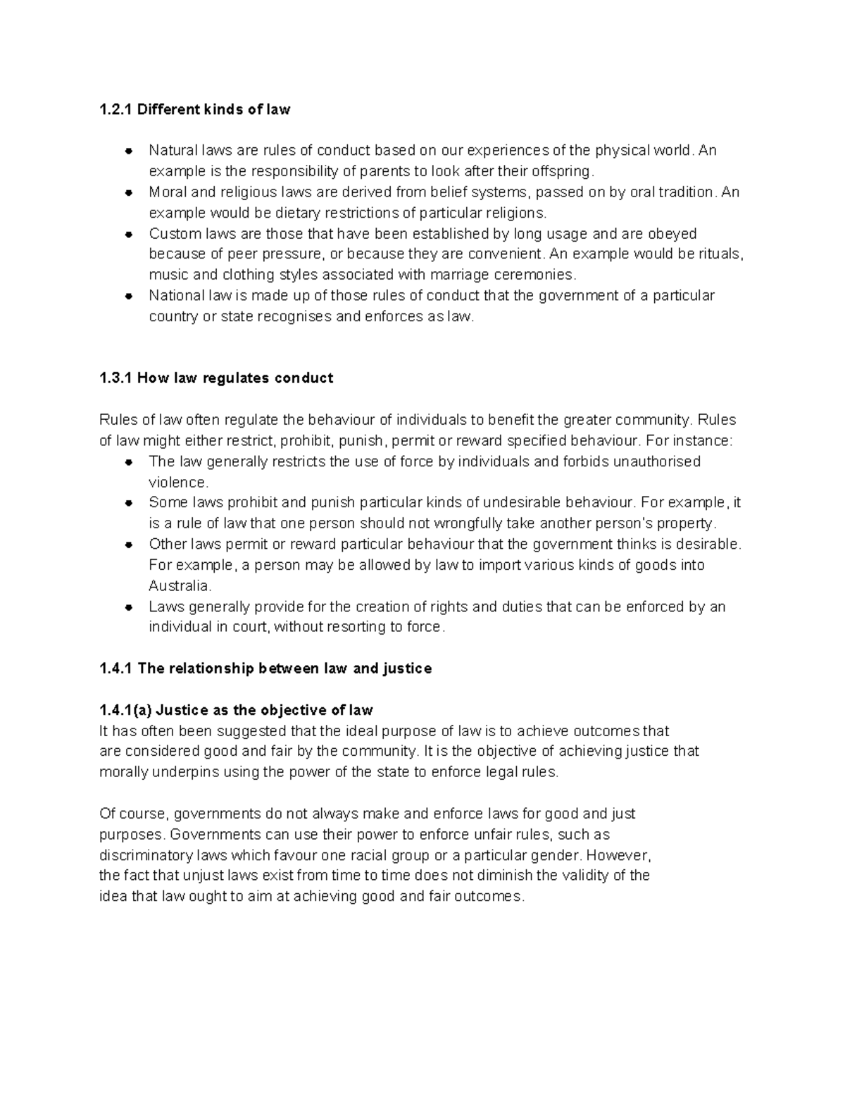 BLAW Chapter 1 - Lecture notes 1 - 1.2 Different kinds of law Natural ...