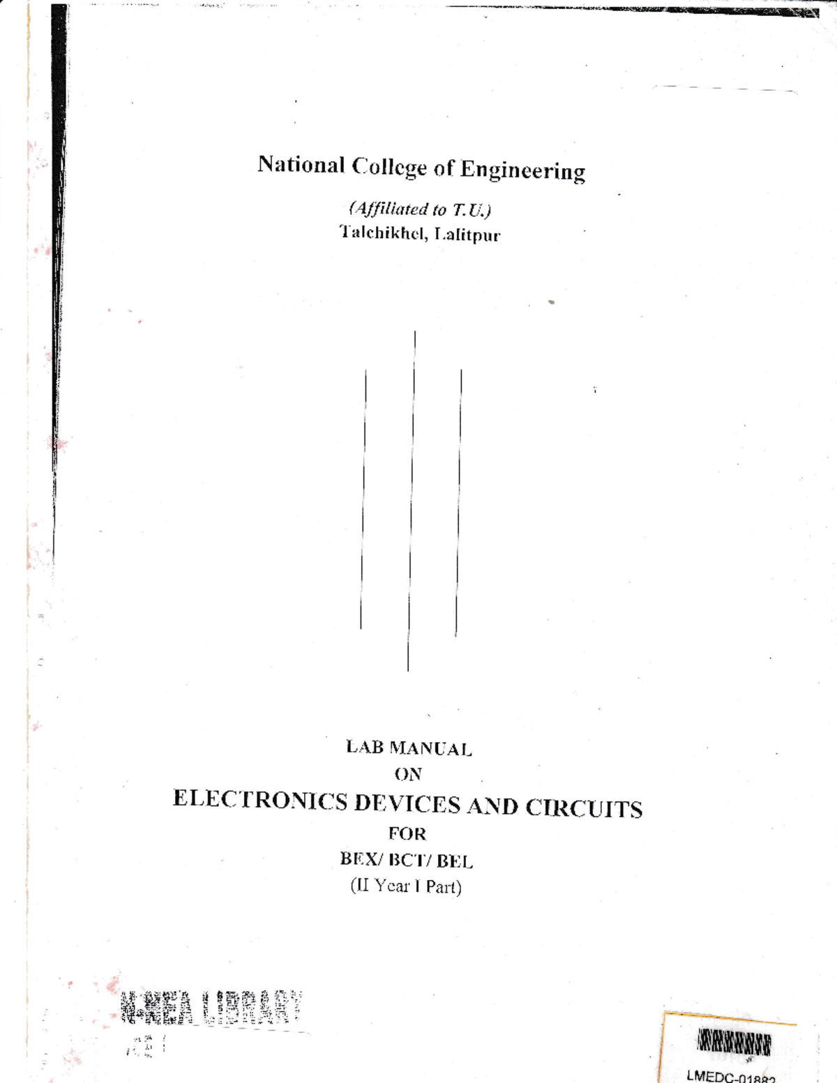 Lab manual EDC F . National College of Engineering (Affitiated to T