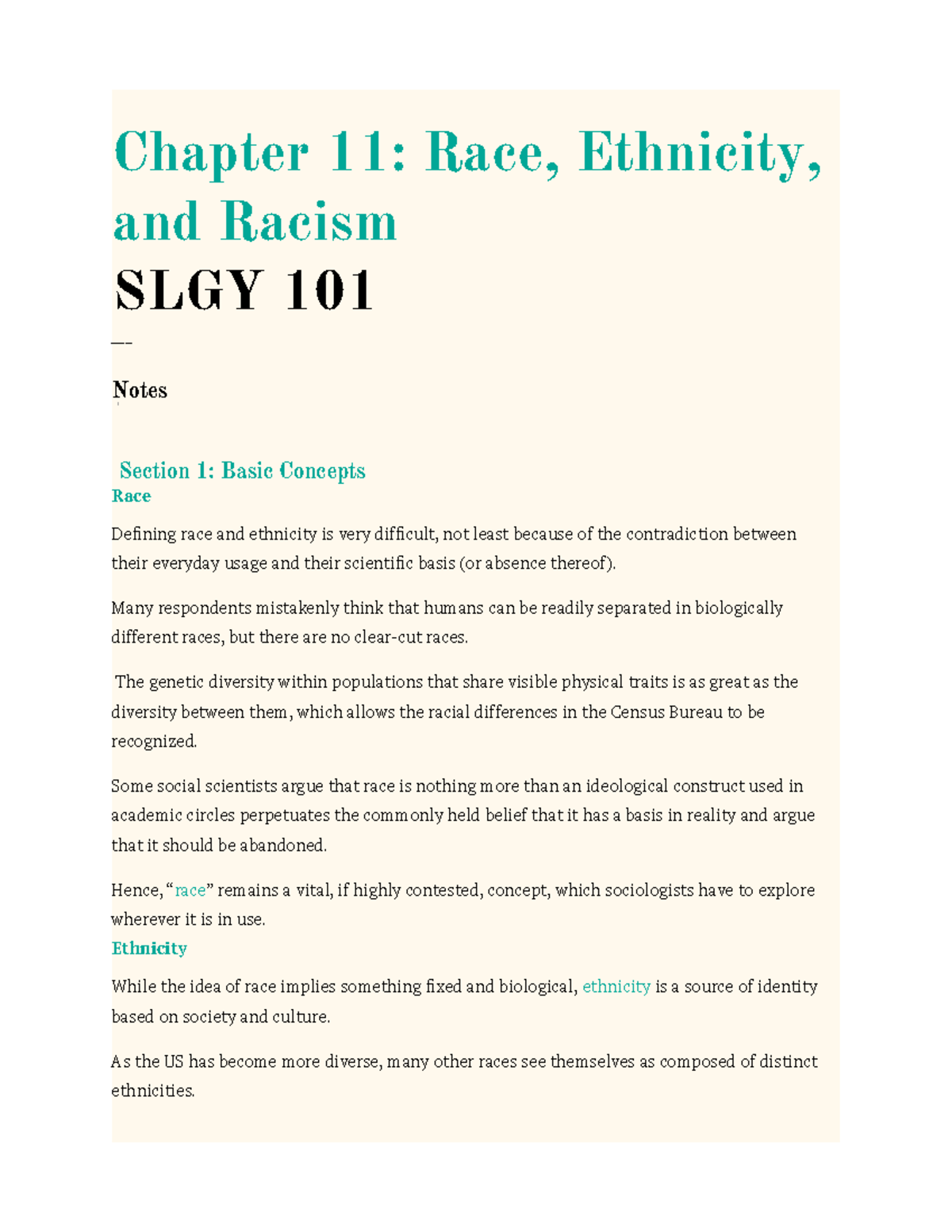 Chapter 11 SLGY 101 - Chapter 11: Race, Ethnicity, And Racism SLGY 101 ...