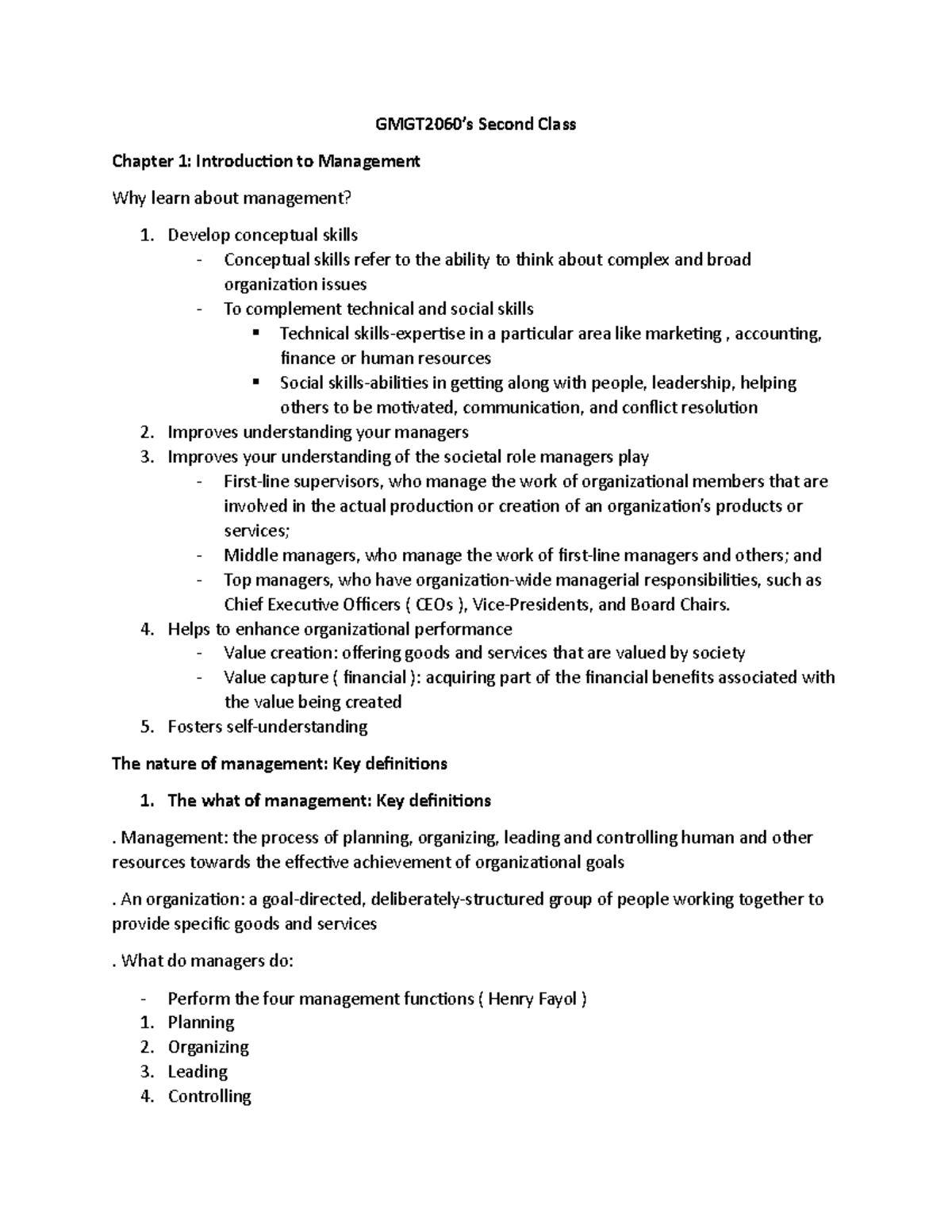 Management And Organizational Theory Chapter 1 - GMGT2060’s Second ...