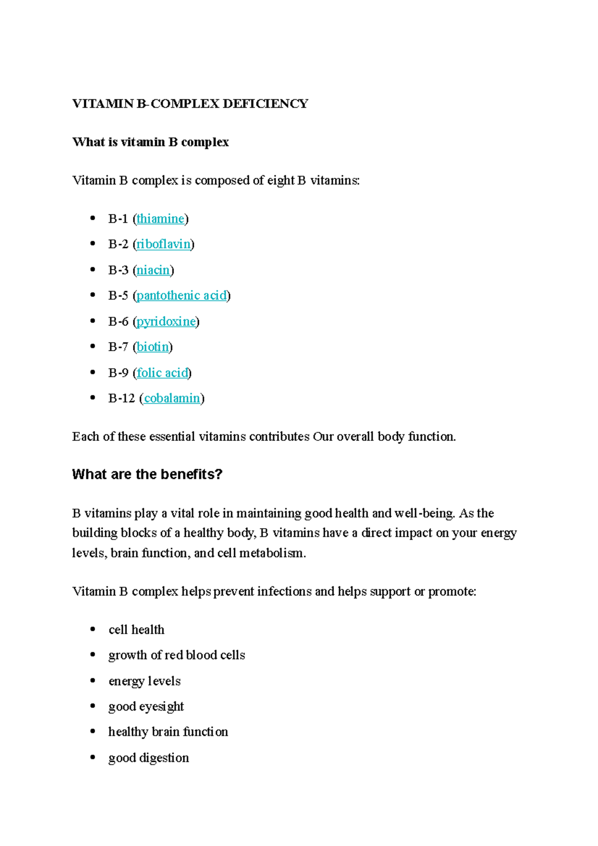 The B Vitamins Quizlet - i07h22l
