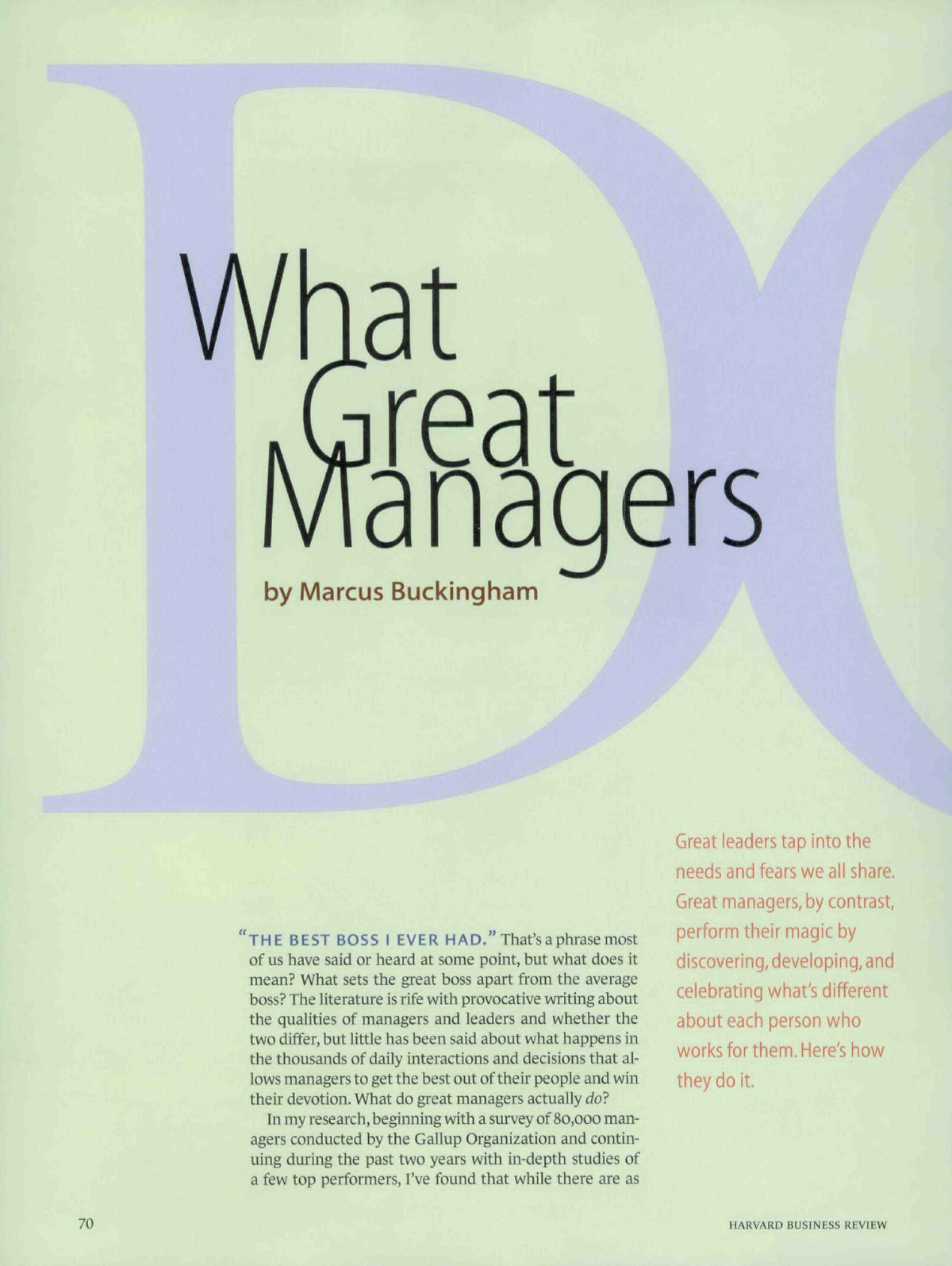 What Great Manager Do - What Reat Anaaers By Marcus Buckingham "THE ...