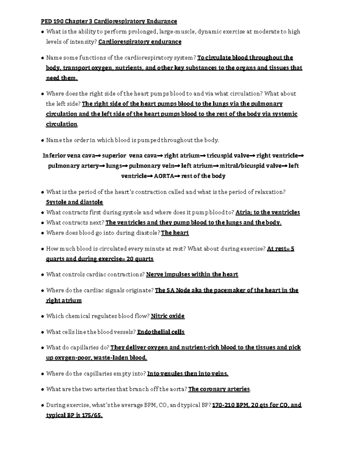 PED 190 Chapter 3 Cardiorespiratory Endurance - PED 190 Chapter 3 ...