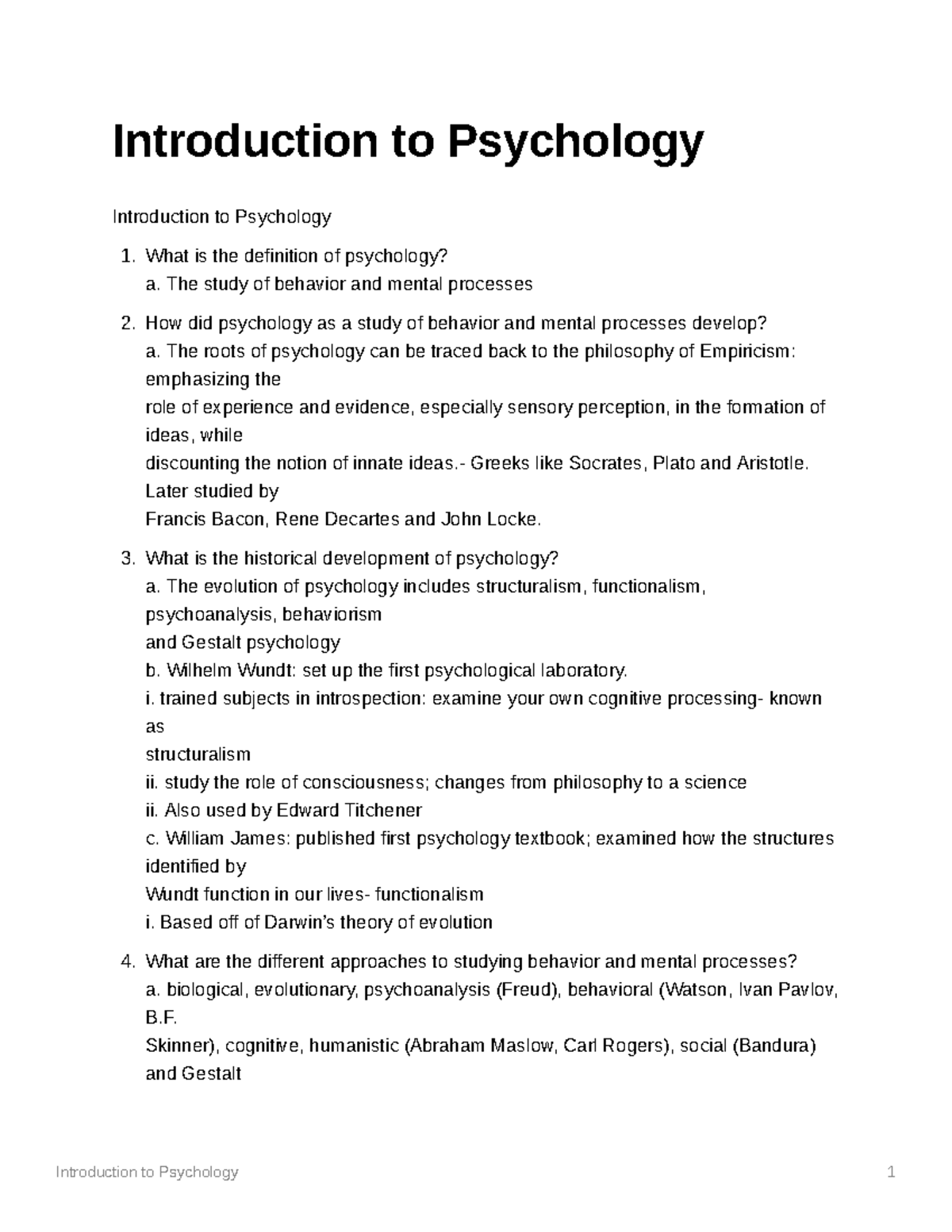 Introduction to Psychology - What is the definition of psychology? a ...